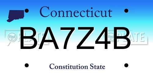 BA7Z4B Connecticut License Plate