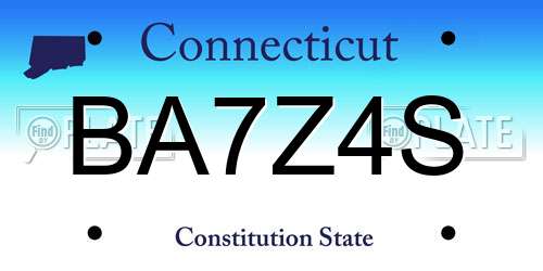 BA7Z4S Connecticut License Plate