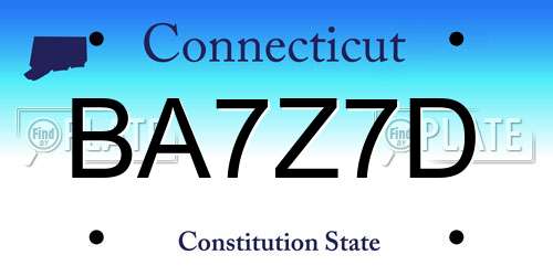 BA7Z7D Connecticut License Plate