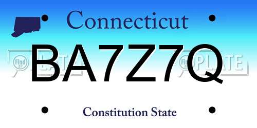 BA7Z7Q Connecticut License Plate