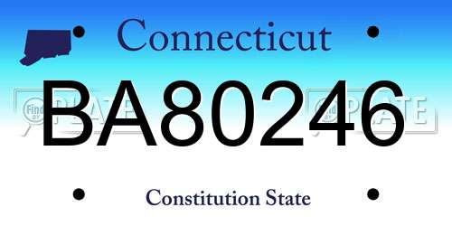 BA80246 Connecticut License Plate