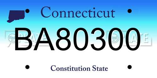 BA80300 Connecticut License Plate