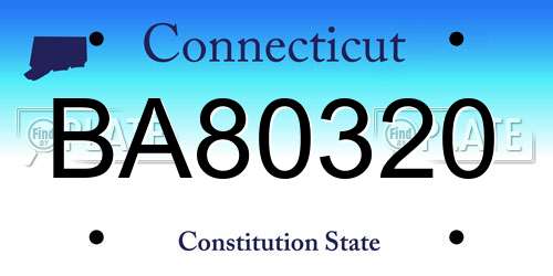BA80320 Connecticut License Plate