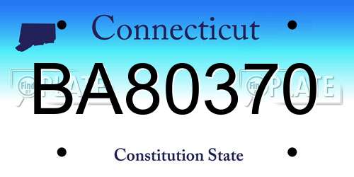 BA80370 Connecticut License Plate