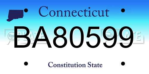 BA80599 Connecticut License Plate