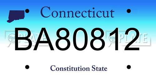 BA80812 Connecticut License Plate