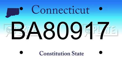 BA80917 Connecticut License Plate