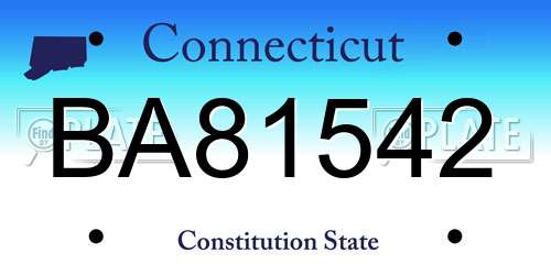 BA81542 Connecticut License Plate