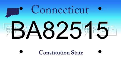 BA82515 Connecticut License Plate