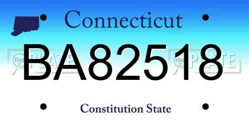 BA82518 Connecticut License Plate