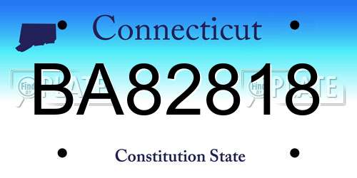 BA82818 Connecticut License Plate