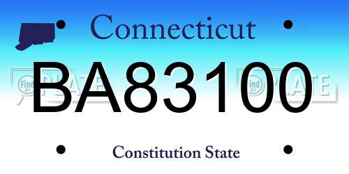 BA83100 Connecticut License Plate