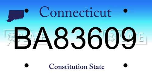 BA83609 Connecticut License Plate