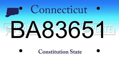 BA83651 Connecticut License Plate