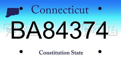BA84374 Connecticut License Plate
