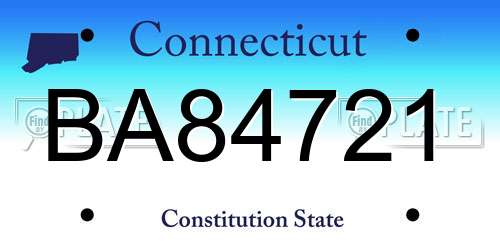 BA84721 Connecticut License Plate