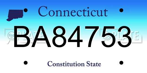 BA84753 Connecticut License Plate