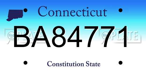 BA84771 Connecticut License Plate