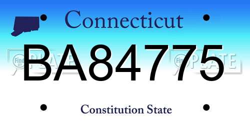 BA84775 Connecticut License Plate