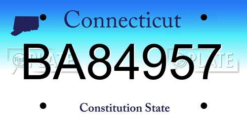 BA84957 Connecticut License Plate