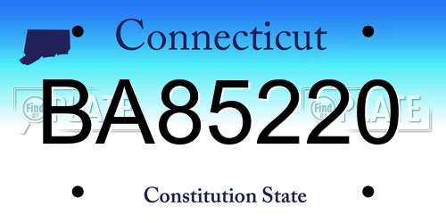 BA85220 Connecticut License Plate