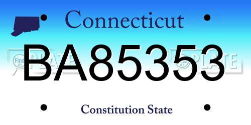 BA85353 Connecticut License Plate