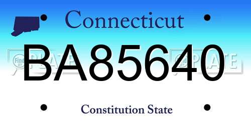 BA85640 Connecticut License Plate