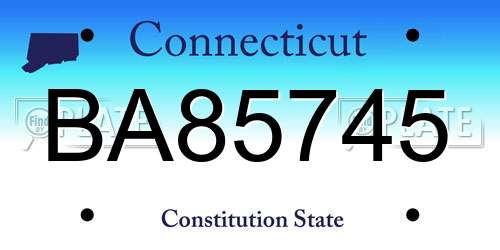BA85745 Connecticut License Plate