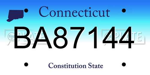 BA87144 Connecticut License Plate