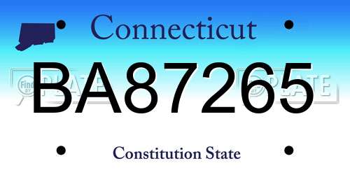 BA87265 Connecticut License Plate
