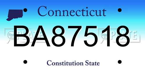 BA87518 Connecticut License Plate