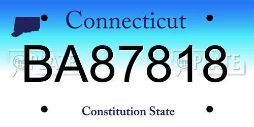 BA87818 Connecticut License Plate