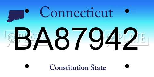 BA87942 Connecticut License Plate