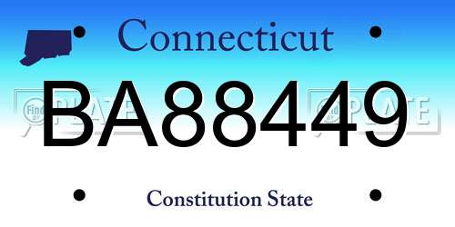 BA88449 Connecticut License Plate