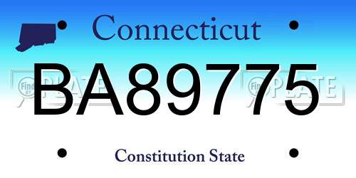 BA89775 Connecticut License Plate