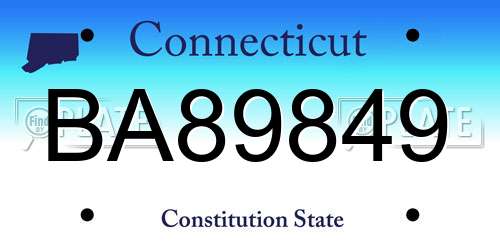 BA89849 Connecticut License Plate