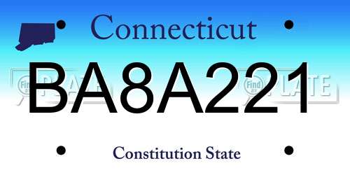 BA8A221 Connecticut License Plate