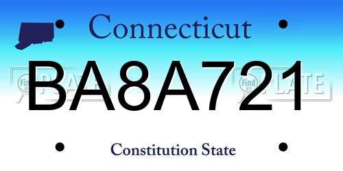 BA8A721 Connecticut License Plate