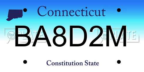 BA8D2M Connecticut License Plate