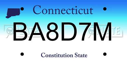 BA8D7M Connecticut License Plate