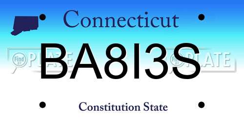 BA8I3S Connecticut License Plate