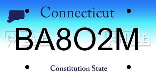 BA8O2M Connecticut License Plate