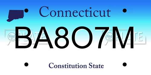 BA8O7M Connecticut License Plate