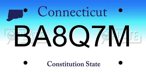 BA8Q7M Connecticut License Plate