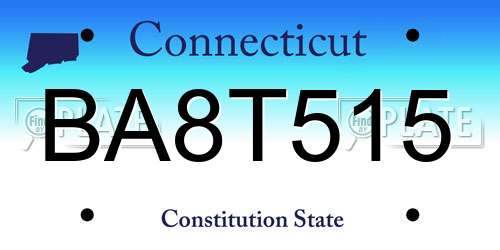 BA8T515 Connecticut License Plate