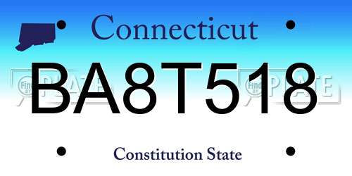 BA8T518 Connecticut License Plate