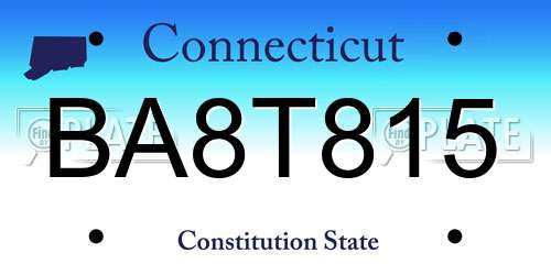 BA8T815 Connecticut License Plate