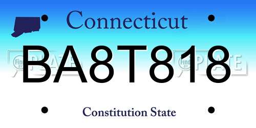 BA8T818 Connecticut License Plate