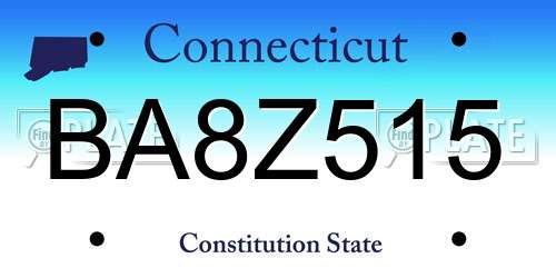 BA8Z515 Connecticut License Plate
