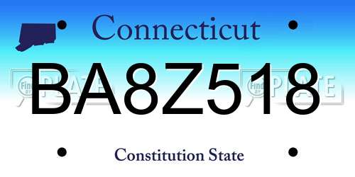BA8Z518 Connecticut License Plate